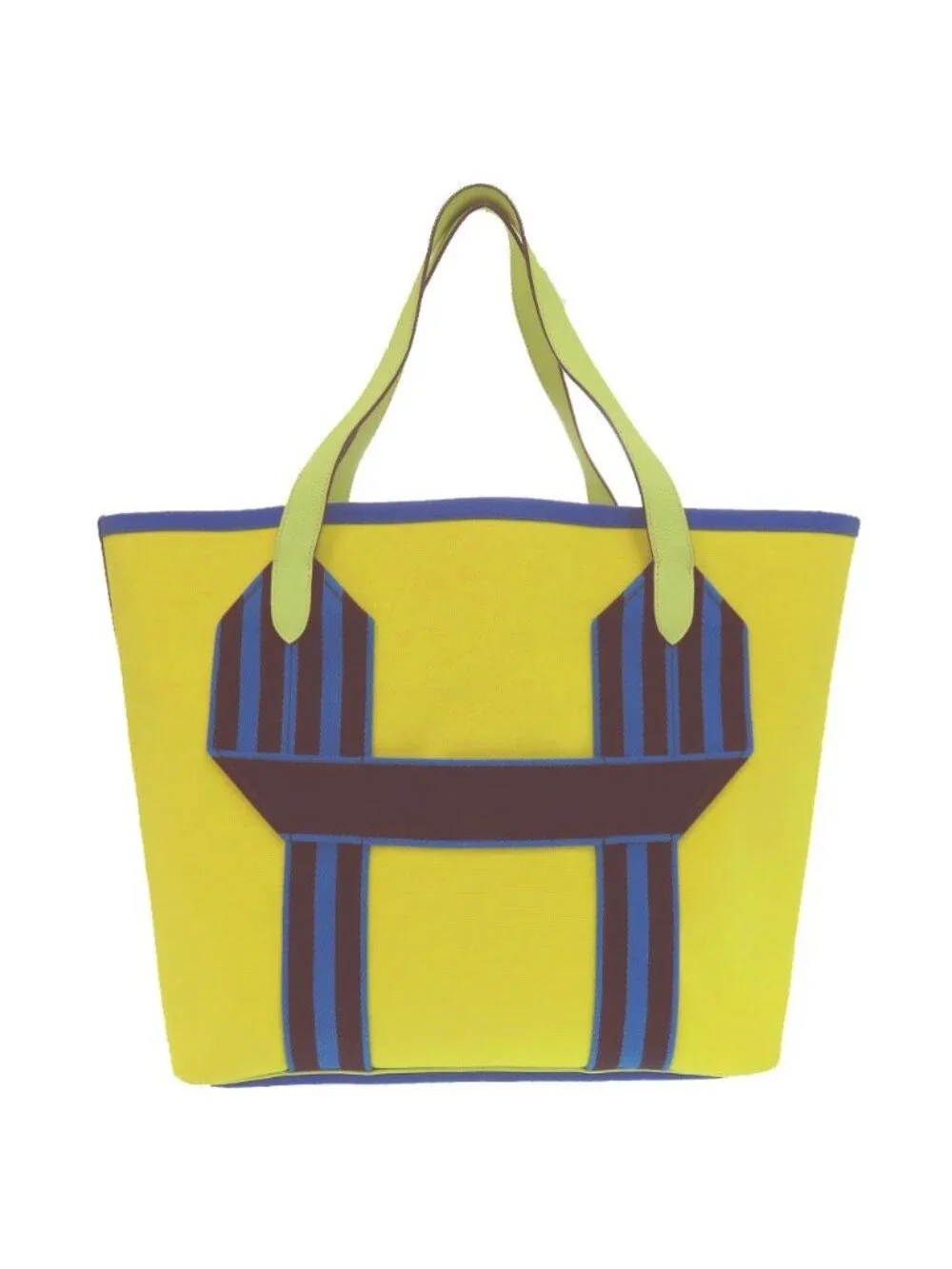 Hermes Pursangle Tote Silver Toile Military Canvas Taurillon Lime Veil - Picture 3 of 10